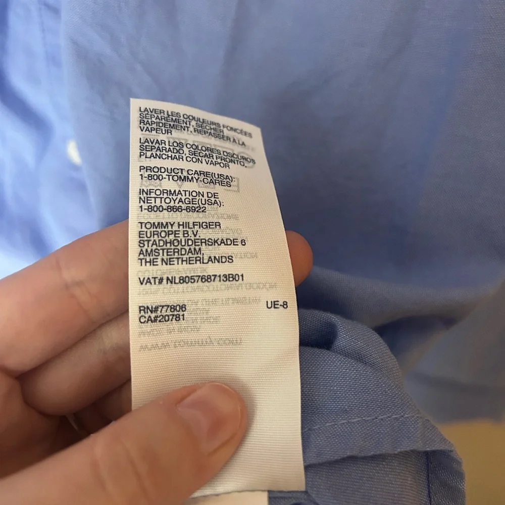 Tommy Hilfiger Classic Chambray Blue 100% Cotton Button Down Size M Office - Picture 8 of 13